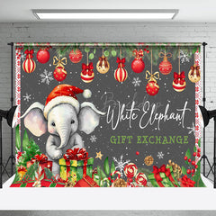 Lofaris Snowflake Grey White Elephant Gift Exchange Backdrop