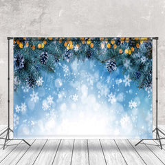 Lofaris Snowflake Light Blue Bokeh Hazelnut Winter Backdrop