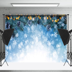 Lofaris Snowflake Light Blue Bokeh Hazelnut Winter Backdrop