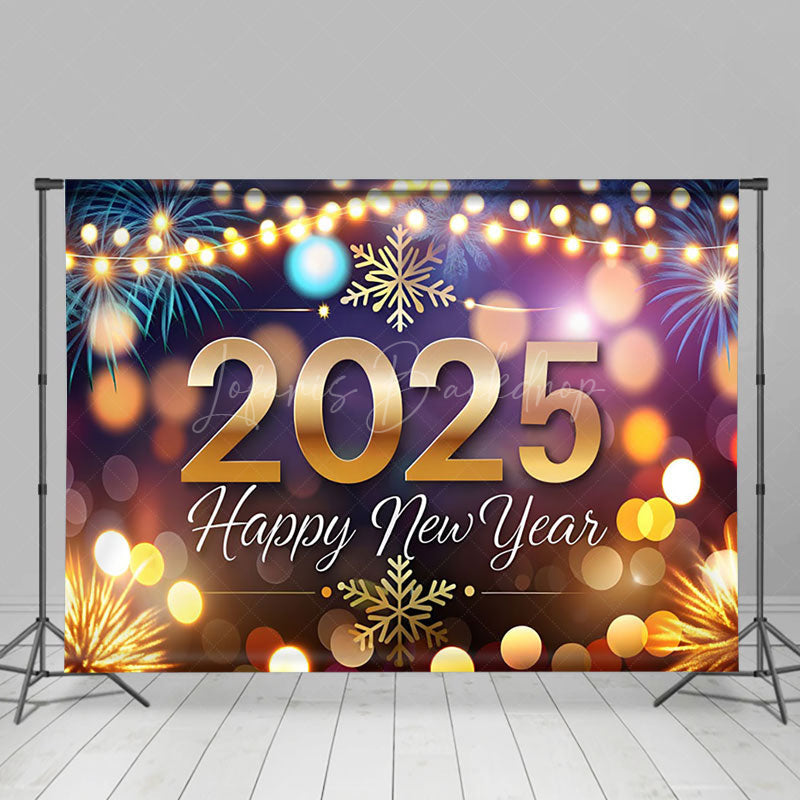 Lofaris Snowflake Light String 2025 Happy New Year Backdrop