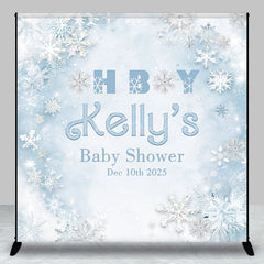 Lofaris Snowflake Oh Boy Custom Name Baby Shower Backdrop