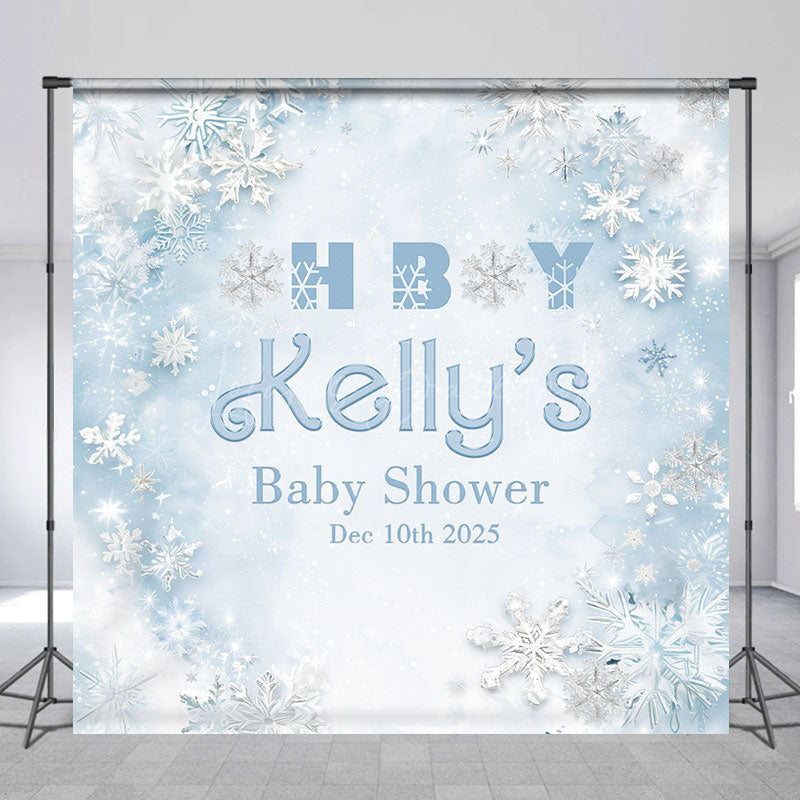 Lofaris Snowflake Oh Boy Custom Name Baby Shower Backdrop