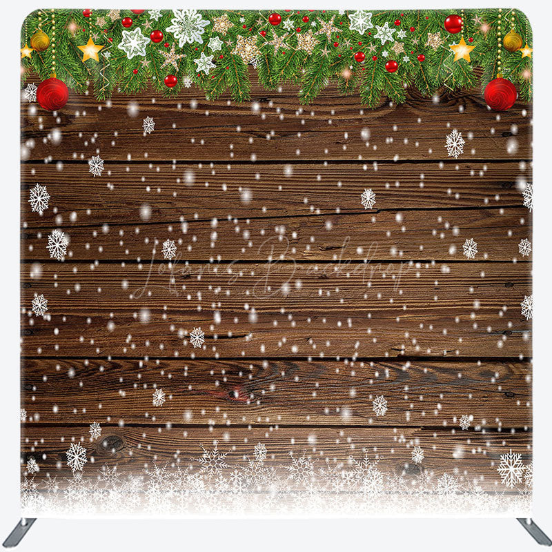 Lofaris Snowflake Pine Leaves Wood Xmas Pillow Case Backdrop