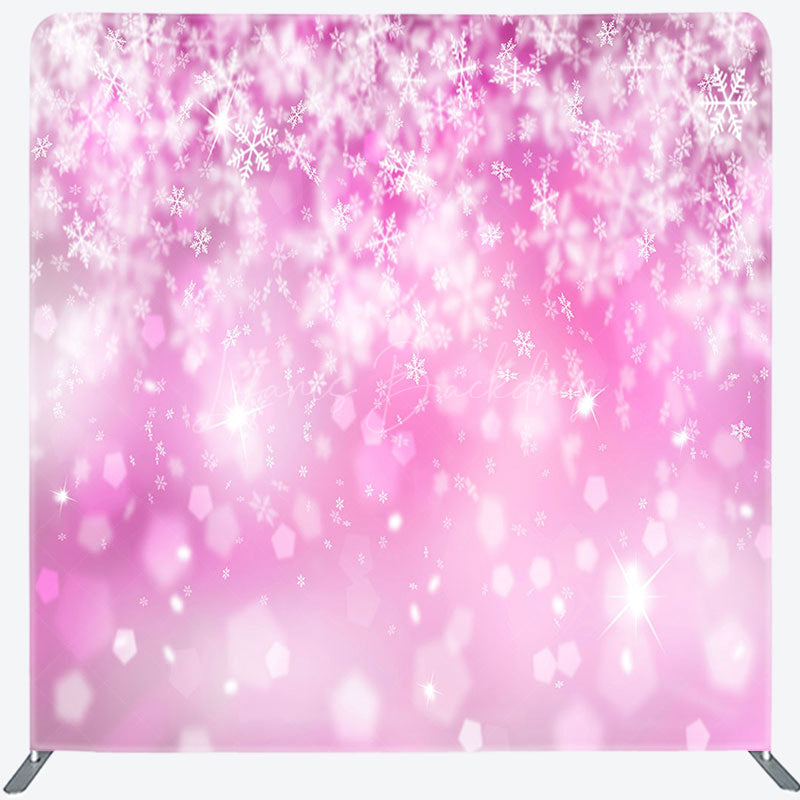 Lofaris Snowflake Pink Bokeh Christmas Pillow Case Backdrop