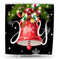 Lofaris Snowflake Red Bells Black Christmas Shower Curtain