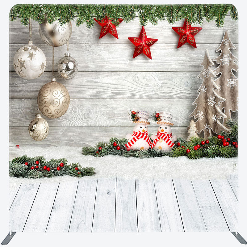 Lofaris Snowflake Snowman Wooden Christmas Square Backdrop