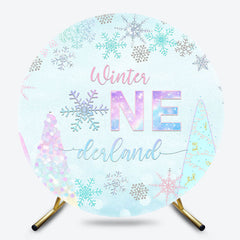 Lofaris Snowflake Winter Onederland Round Birthday Backdrop