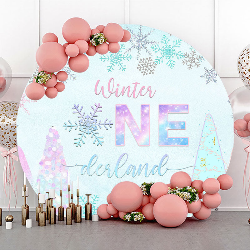 Lofaris Snowflake Winter Onederland Round Birthday Backdrop