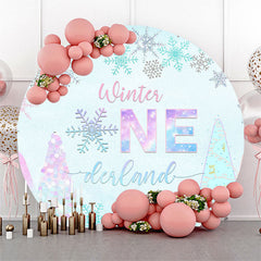 Lofaris Snowflake Winter Onederland Round Birthday Backdrop