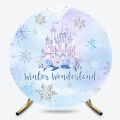 Lofaris Snowflake Winter Wonderland Round Birthday Backdrop