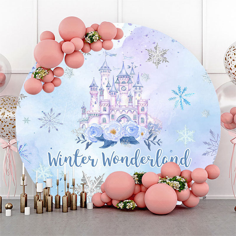 Lofaris Snowflake Winter Wonderland Round Birthday Backdrop