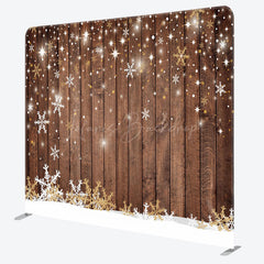 Lofaris Snowflake Wood Christmas Bokeh Pillow Cover Backdrop