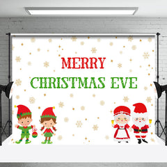 Lofaris Snowflakes Santa Couple Kids Christmas Eve Backdrop