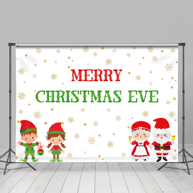 Lofaris Snowflakes Santa Couple Kids Christmas Eve Backdrop