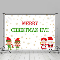 Lofaris Snowflakes Santa Couple Kids Christmas Eve Backdrop