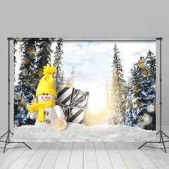 Lofaris Snowman Doll Snowy Forest Sunshine Winter Backdrop