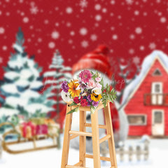 Lofaris Snowman House Red Painting Christmas Photo Backdrop