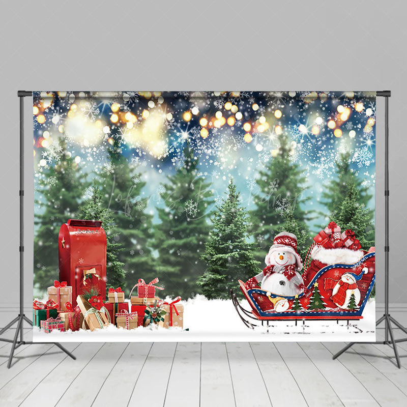 Lofaris Snowman Send Gifts Gold Dots Christmas Backdrop