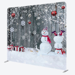 Lofaris Snowman Snowflake Grey Christmas Pillow Case Backdrop