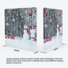 Lofaris Snowman Snowflake Grey Christmas Pillow Case Backdrop