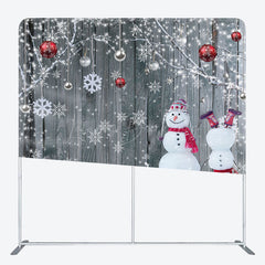 Lofaris Snowman Snowflake Grey Christmas Pillow Case Backdrop