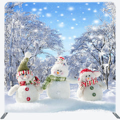 Lofaris Snowman Snowy Grove Christmas Pillow Case Backdrop