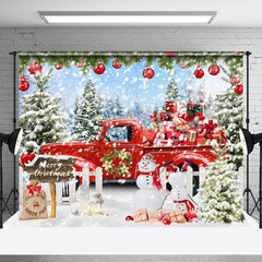 Lofaris Snowy Bauble Red Gift Truck Snowman Xmas Backdrop