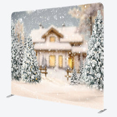 Lofaris Snowy Bokeh Christmas Double-Sided Square Backdrop