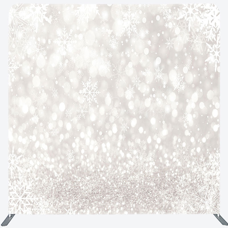 Lofaris Snowy Bokeh Glitter Christmas Pillow Case Backdrop