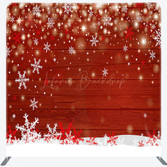 Lofaris Snowy Bokeh Wood Christmas Tension Fabric Backdrop