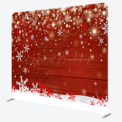 Lofaris Snowy Bokeh Wood Christmas Tension Fabric Backdrop