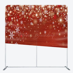 Lofaris Snowy Bokeh Wood Christmas Tension Fabric Backdrop