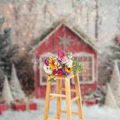 Lofaris Snowy Cabin Wonderlads Winter Christmas Backdrop