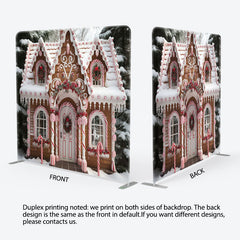 Lofaris Snowy Cake House Christmas Square Tension Backdrop