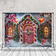 Lofaris Snowy Candy Gingerbread House Christmas Backdrop