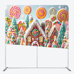 Lofaris Snowy Candyland House Square Arch Christmas Backdrop