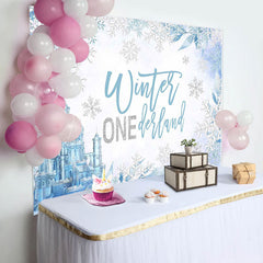 Lofaris Snowy Castle Winter Onederland Birthday Backdrop