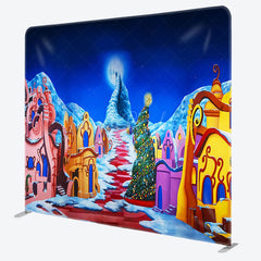 Lofaris Snowy Fariy Town Moon Night Christmas Square Backdrop