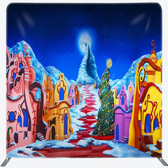 Lofaris Snowy Fariy Town Moon Night Christmas Square Backdrop