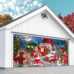 Lofaris Snowy Festive Christmas Paradise Garage Door Banner