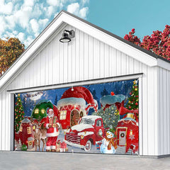 Lofaris Snowy Festive Christmas Paradise Garage Door Banner