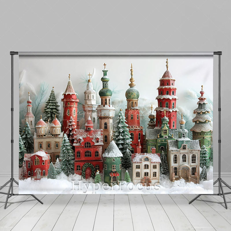 Lofaris Snowy Festive Christmas Vibe Village Photo Backdrop