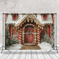 Lofaris Snowy Festive Gingerbread House Christmas Backdrop