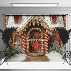 Lofaris Snowy Festive Gingerbread House Christmas Backdrop