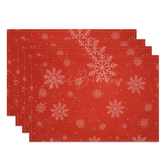 Lofaris Snowy Festive Red Christmas Vibe Set Of 4 Placemats