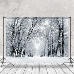 Lofaris Snowy Field Forest Trunk Winter Photography Backdrop