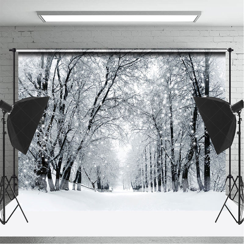 Lofaris Snowy Field Forest Trunk Winter Photography Backdrop