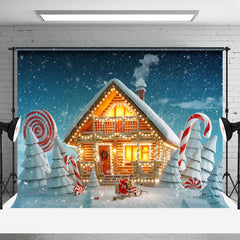 Lofaris Snowy Field Light Glitter House Christmas Backdrop