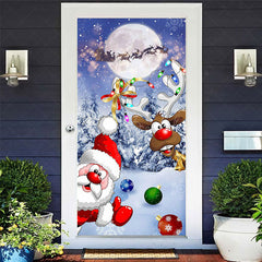 Lofaris Snowy Field Moon Night Santa Christmas Door Cover