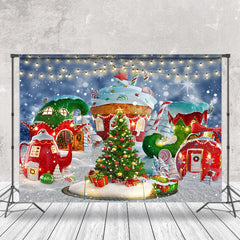 Lofaris Snowy Field Peculiar House Merry Christmas Backdrop